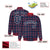 Custom Navy-Red Varsity Full-Snap Plaid Pattern Letterman Baseball Jacket