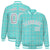 Custom Aqua-Gray Varsity Full-Snap Plaid Pattern Letterman Baseball Jacket