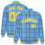 Custom Powder Blue-Dark Gray Varsity Full-Snap Plaid Pattern Letterman Baseball Jacket