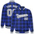 Custom Royal Blue-Black Varsity Full-Snap Plaid Pattern Letterman Baseball Jacket