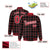 Custom Black-Red Varsity Full-Snap Plaid Pattern Letterman Baseball Jacket