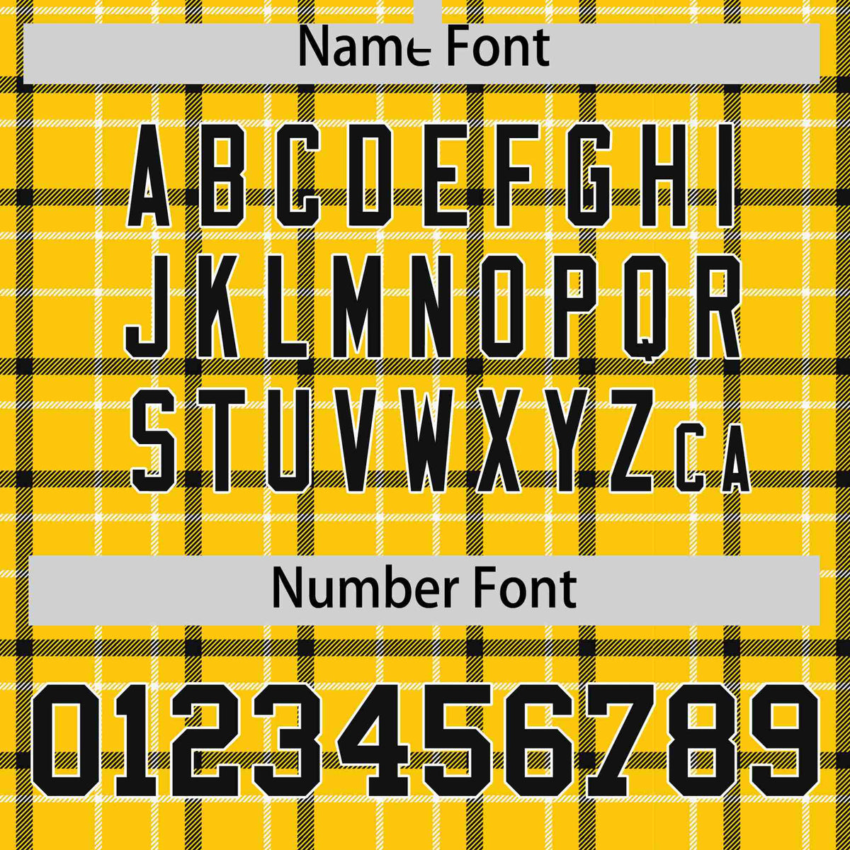 Custom Gold-Black Varsity Full-Snap Plaid Pattern Letterman Baseball Jacket