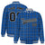 Custom Royal Blue-Black Varsity Full-Snap Plaid Pattern Letterman Baseball Jacket