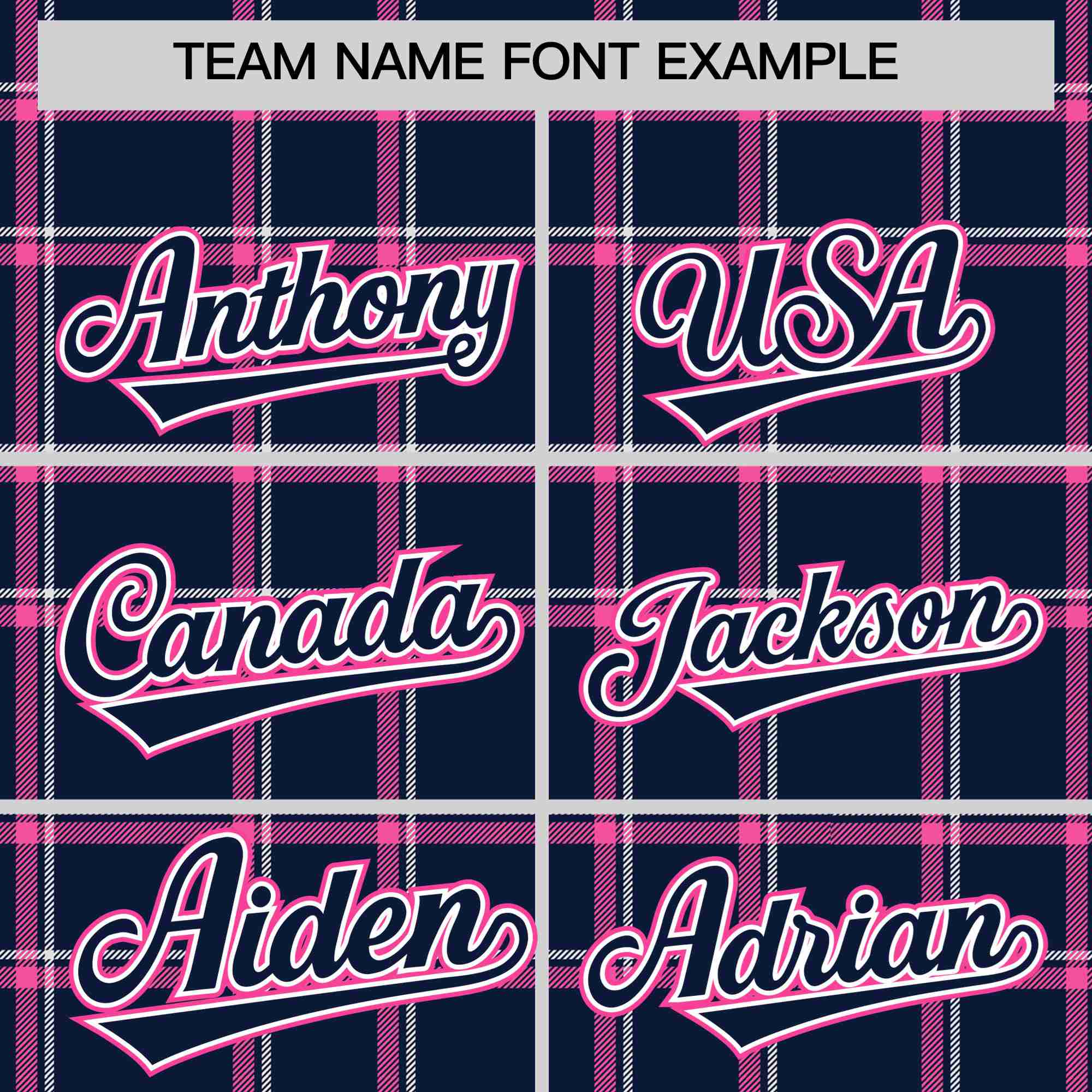 Custom Navy-Pink Varsity Full-Snap Plaid Pattern Letterman Baseball Jacket