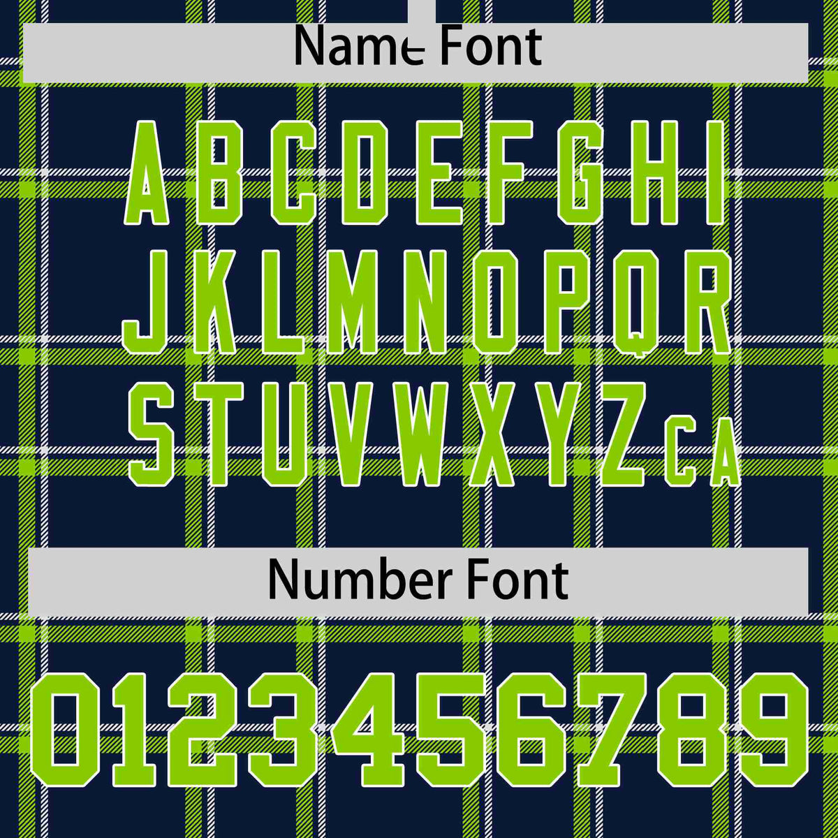 Custom Navy-Kelly Green Varsity Full-Snap Plaid Pattern Letterman Baseball Jacket