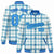 Custom Cream-Light Blue Varsity Full-Snap Plaid Pattern Letterman Baseball Jacket