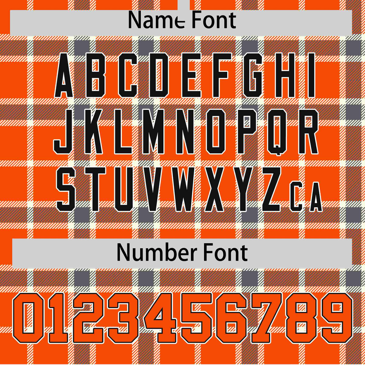 Custom Orange-Light Brown Varsity Full-Snap Plaid Pattern Letterman Baseball Jacket