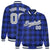 Custom Royal Blue-Black Varsity Full-Snap Plaid Pattern Letterman Baseball Jacket