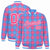 Custom Powder Blue-Pink Varsity Full-Snap Plaid Pattern Letterman Baseball Jacket