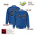 Custom Royal Blue-Black Varsity Full-Snap Plaid Pattern Letterman Baseball Jacket