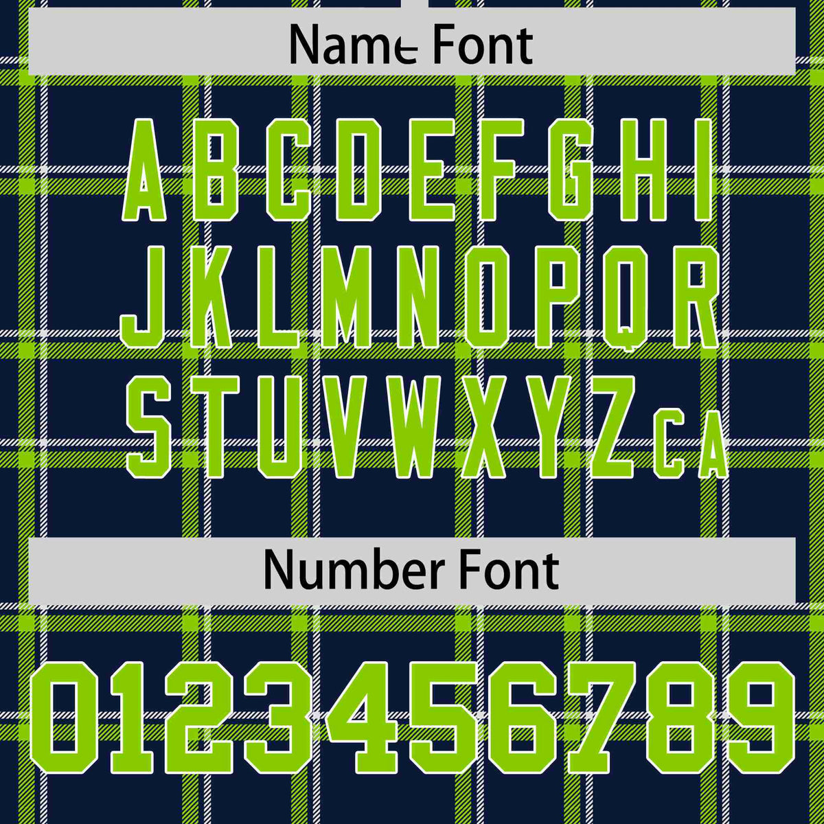 Custom Navy-Kelly Green Varsity Full-Snap Plaid Pattern Letterman Baseball Jacket