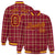 Custom Crimson-Gold Varsity Full-Snap Plaid Pattern Letterman Baseball Jacket