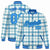 Custom Cream-Light Blue Varsity Full-Snap Plaid Pattern Letterman Baseball Jacket