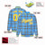 Custom Powder Blue-Dark Gray Varsity Full-Snap Plaid Pattern Letterman Baseball Jacket