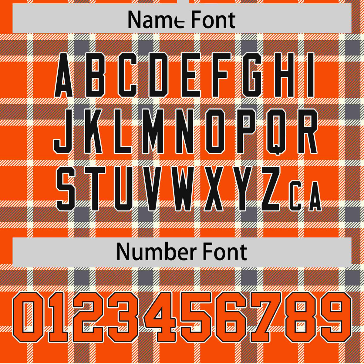 Custom Orange-Light Brown Varsity Full-Snap Plaid Pattern Letterman Baseball Jacket