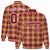 Custom Red-Gold Varsity Full-Snap Plaid Pattern Letterman Baseball Jacket