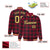 Custom Crimson-Black Varsity Full-Snap Plaid Pattern Letterman Baseball Jacket