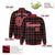 Custom Black-Red Varsity Full-Snap Plaid Pattern Letterman Baseball Jacket