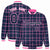 Custom Navy-Pink Varsity Full-Snap Plaid Pattern Letterman Baseball Jacket