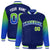 Custom Navy Neon Green-Royal Blue Varsity Full-Snap Sleeve Gradient Fashion Letterman Baseball Jacket