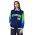 Custom Navy Neon Green-Royal Blue Varsity Full-Snap Sleeve Gradient Fashion Letterman Baseball Jacket