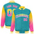 Custom Aqua Yellow-Pink Varsity Full-Snap Sleeve Gradient Fashion Letterman Baseball Jacket