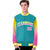 Custom Aqua Yellow-Pink Varsity Full-Snap Sleeve Gradient Fashion Letterman Baseball Jacket