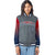 Custom Dark Gray Red-Navy Varsity Full-Snap Sleeve Gradient Fashion Letterman Baseball Jacket