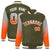 Custom Olive Gray-Orange Varsity Full-Snap Sleeve Gradient Fashion Letterman Baseball Jacket