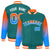 Custom Aqua Orange-Powder Blue Varsity Full-Snap Sleeve Gradient Fashion Letterman Baseball Jacket