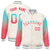 Custom Cream Aqua-Light Red Varsity Full-Snap Sleeve Gradient Fashion Letterman Baseball Jacket