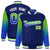 Custom Navy Neon Green-Royal Blue Varsity Full-Snap Sleeve Gradient Fashion Letterman Baseball Jacket