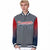 Custom Dark Gray Red-Navy Varsity Full-Snap Sleeve Gradient Fashion Letterman Baseball Jacket