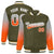 Custom Olive Gray-Orange Varsity Full-Snap Sleeve Gradient Fashion Letterman Baseball Jacket