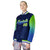 Custom Navy Neon Green-Royal Blue Varsity Full-Snap Sleeve Gradient Fashion Letterman Baseball Jacket