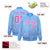 Custom Powder Blue Varsity Full-Snap Sequins Pattern Letterman Baseball Jacket