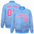 Custom Powder Blue Varsity Full-Snap Sequins Pattern Letterman Baseball Jacket