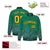 Custom Kelly Green Varsity Full-Snap Sequins Pattern Letterman Baseball Jacket