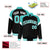 Custom Black Aqua-White Varsity Full-Snap Color Block Letterman Jacket