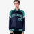 Custom Navy Aqua-White Varsity Full-Snap Color Block Letterman Jacket