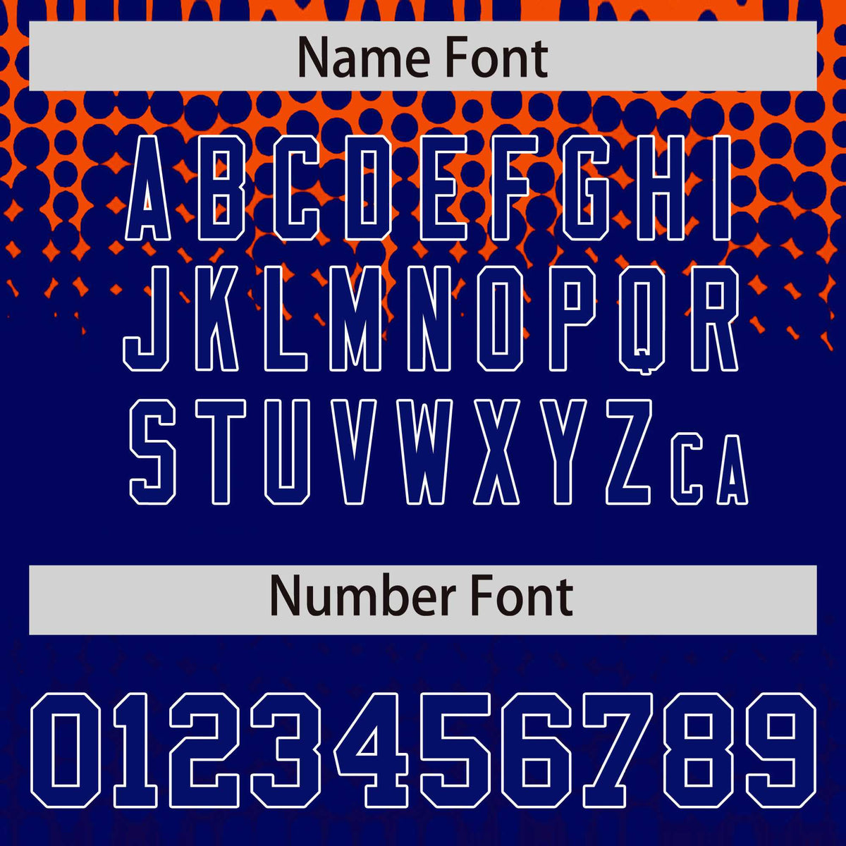 Custom Orange Royal Blue Gradient Varsity Full-Snap Polka Dot Pattern Letterman Baseball Jacket