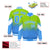 Custom Neon Green Powder Blue Gradient Varsity Full-Snap Polka Dot Pattern Letterman Baseball Jacket