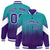 Custom Aqua Purple Gradient Varsity Full-Snap Polka Dot Pattern Letterman Baseball Jacket