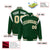 Custom Kelly-Green Old-Gold White Bomber Full-Snap Varsity Letterman Shoulder Stripe Jacket