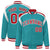 Custom Aqua Red-White Bomber Full-Snap Varsity Letterman Shoulder Stripe Jacket