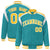 Custom Aqua Yellow-White Bomber Full-Snap Varsity Letterman Shoulder Stripe Jacket