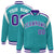 Custom Aqua Purple-White Bomber Full-Snap Varsity Letterman Shoulder Stripe Jacket