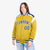 Custom Yellow Blue-White Bomber Full-Snap Varsity Letterman Shoulder Stripe Jacket