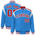 Custom Light Blue Red-White Bomber Full-Snap Varsity Letterman Shoulder Stripe Jacket