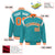 Custom Aqua Orange-White Bomber Full-Snap Varsity Letterman Shoulder Stripe Jacket